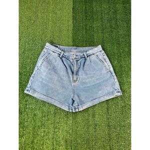 American Eagle Women Light Wash High Waisted Pleated Mom Shorts Size 8